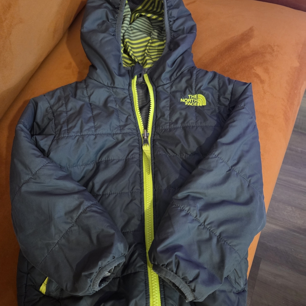 The North Face Gray and Yellow Hooded Jacket